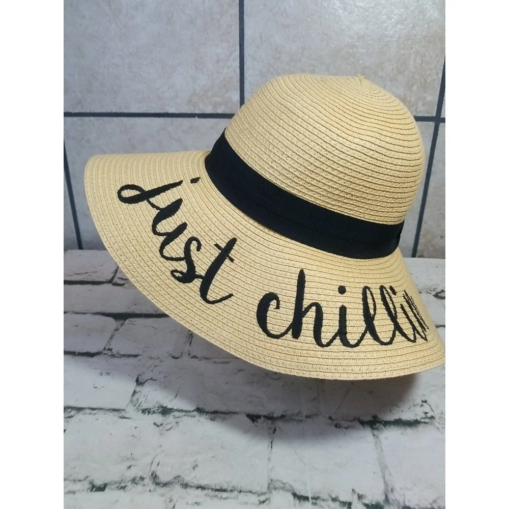 C.C. Just Chillin Hat Womens OS 100%‎ Paper Star Floppy Sun Cap VTG